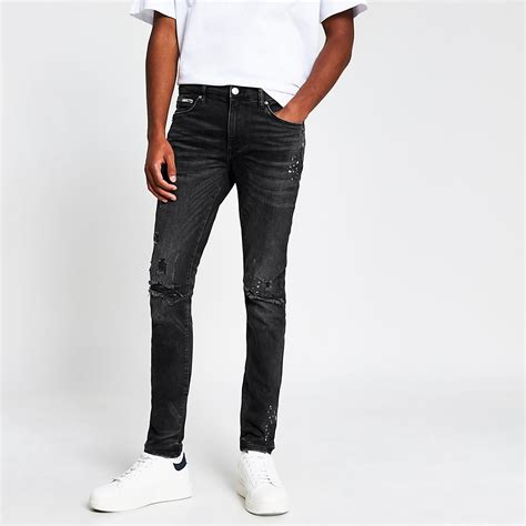 River Island Mens Black Ripped Skinny Fit Jeans The Fashionisto
