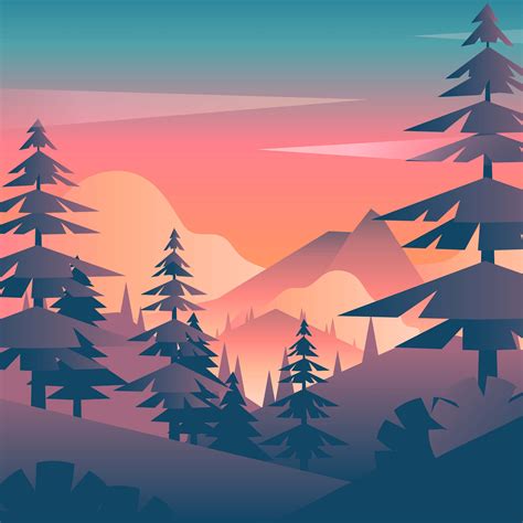 Mountain Sunset Landscape First Person View Vector Choose From