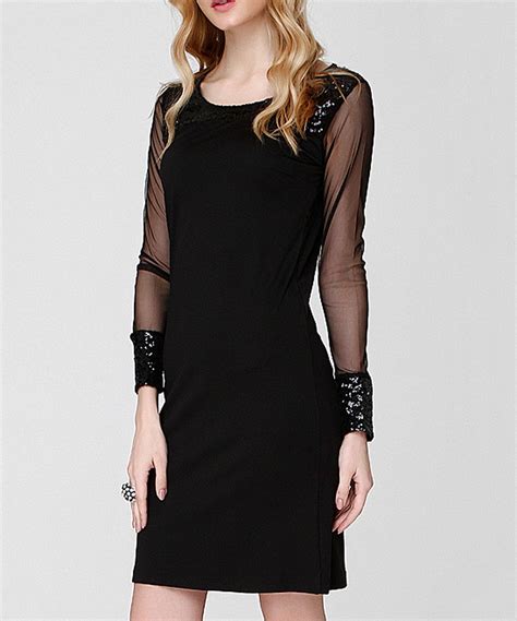 Look At This Black Sheer Sleeve Sequin Embellished Sheath Dress On Zulily Today Vestido De