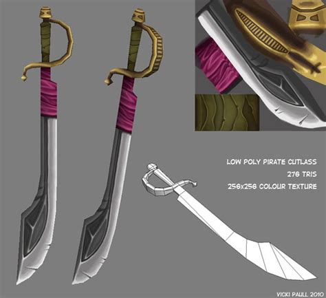 Low Poly Pirate Cutlass Low Poly Weapon Concept Art Low Poly Art