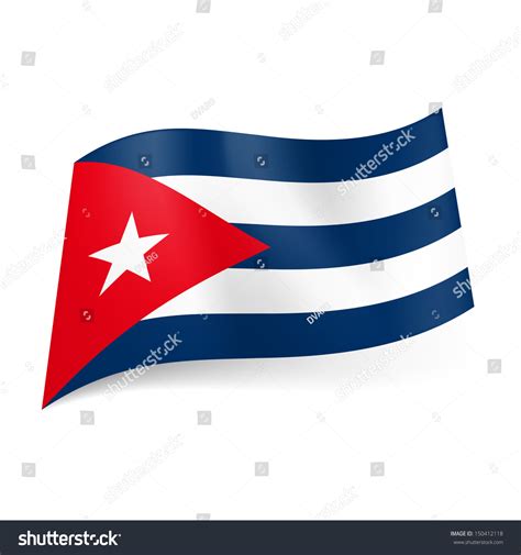 National Flag Of Cuba Blue And White Stripes Red Triangle With White