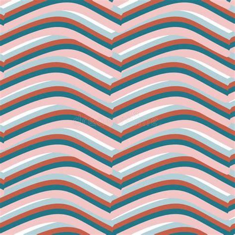 Retro Curves Seamless Pattern 70s 60s Style Wallpaper Texture Stock