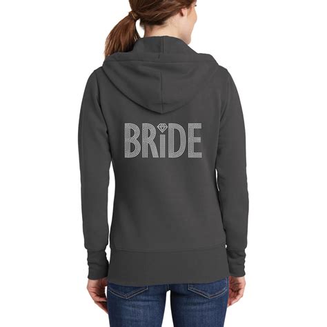 Rhinestone Full Zip Bride Hoodie With Diamond Accent Personalized Brides