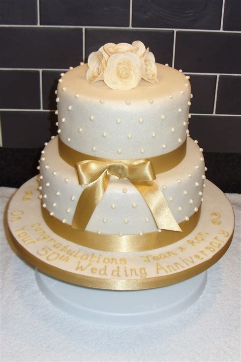 Golden Wedding Anniversary Cake - CakeCentral.com