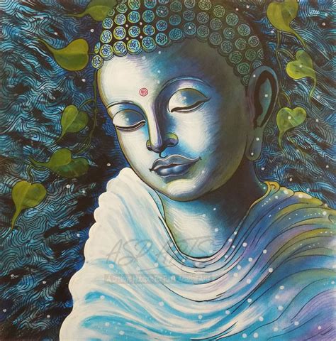 Art And Collectibles Buddha Art Blue Buddha Acrylic Painting Etsy India
