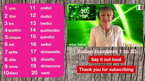 Learn Italian Numbers In 1 Minute Count And Enjoy Italian Youtube