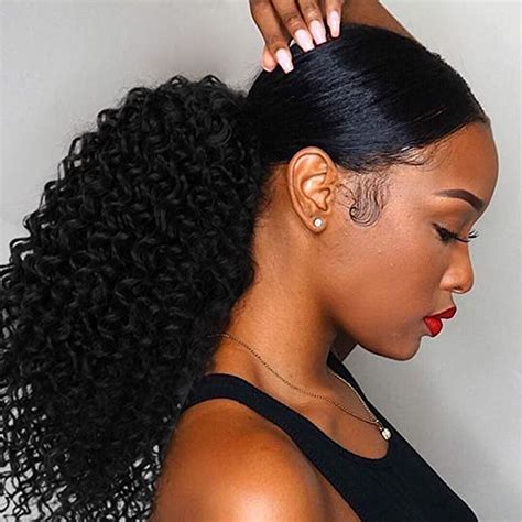 ColorfulPanda Afro Kinky Curly Ponytail For Black Women Drawstring Ponytail Synthetic Hair
