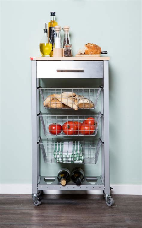 Stainless steel tabletop with flip design adds more. Hahn DHO April Beech & Stainless Steel Kitchen Trolley at ...