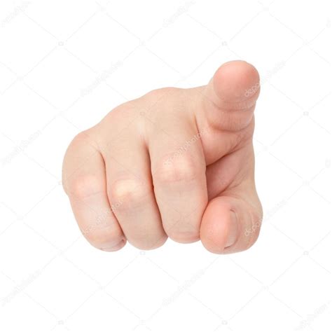 Hand Points Finger At You Or Presses The Button Stock Photo By