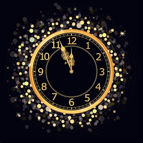 Golden New Year Clock Premium Vector