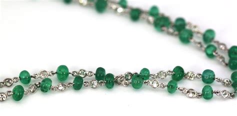 Diamond And Emerald Bead Necklace Cris Notti Jewels