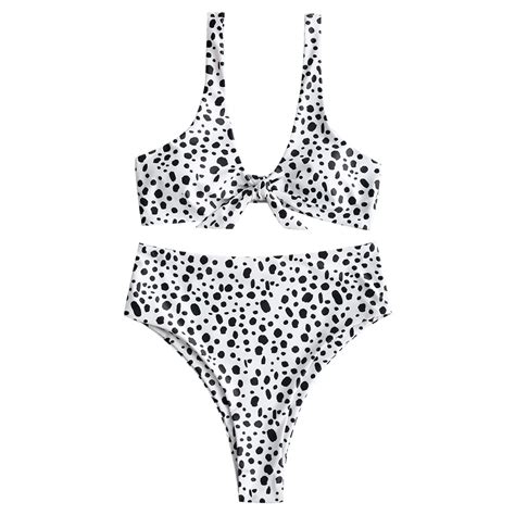 2018 sexy leopard bikini set high waist speckled knotted swimsuit women wire free padded