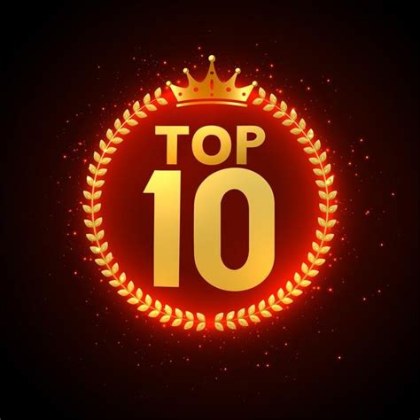 Top 10 Award In Goud Met Kroon Gratis Vector