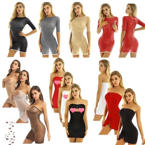Womens See Through Mini Tube Dress Mesh Sheer Nightwear Strapless Nightclub Top Ebay