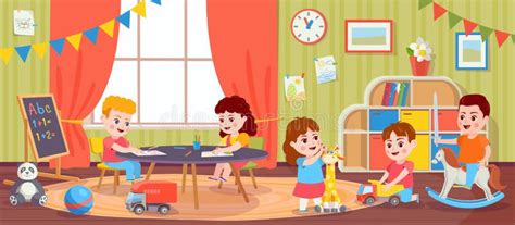 Playing Room Kindergarten Classroom Furniture With Toys Carpet Table