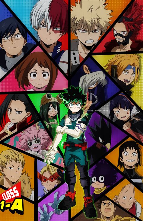 Class 1a From Inner Demon Art In 2021 Anime Anime Guys Hero Poster