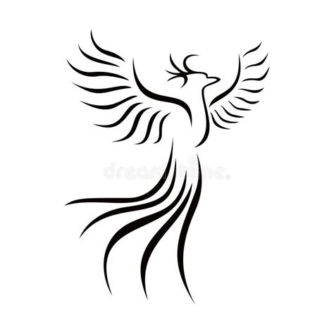 Red Phoenix Silhouette Logo Design Stock Vector Illustration Of