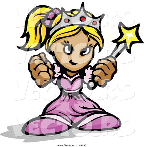 Vector Of A Tough Cartoon Princess Holding Up Fists And A Wand By