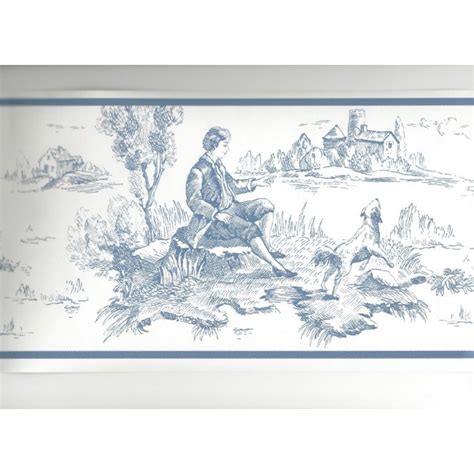Free Download On Soft White Colonial Toile Wallpaper Border All 4 Walls