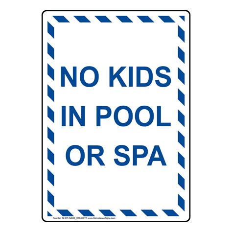 Vertical Sign Policies Regulations No Kids In Pool Or Spa