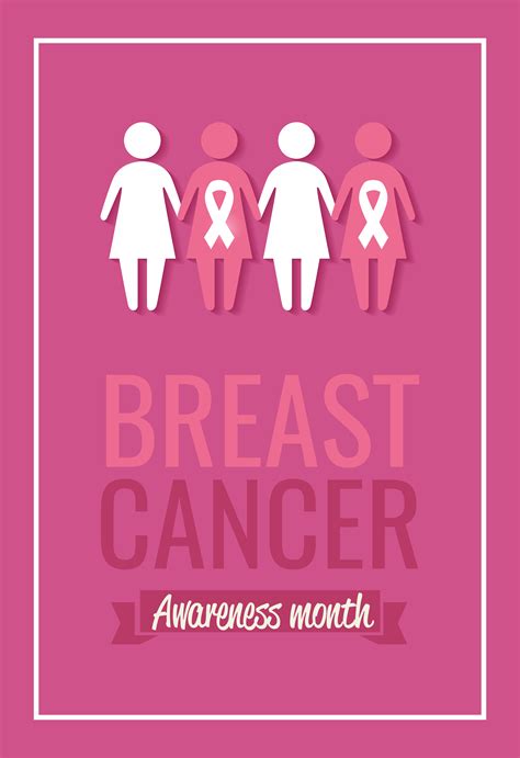Breast Cancer Awareness Month Poster With Women Silhouette