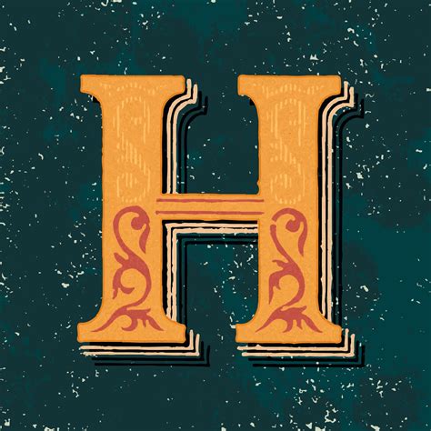 Capital Letter H Vintage Typography Style Download Free Vectors