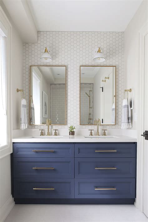 Deep Blue Painted Cabinets In An Otherwise All White Bathroom I Also