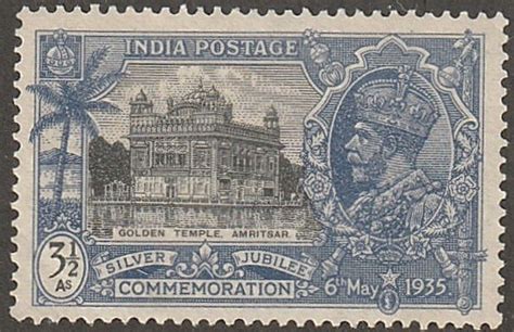 India Stamp Scott147 Mh Silver Jubilee 3 12 Pies Golden Temple