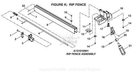 Ryobi Bts20 Parts Diagram For Figure K Rip Fence