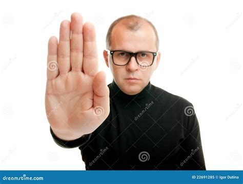 Stop Hand Gesture Stock Image Image Of Male Prohibited 22691285