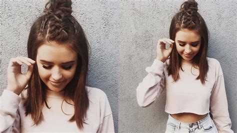 Short Hair Updo Braided Topknot Jess Conte Inspired