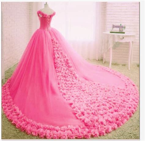 Floral Wedding Dress Ball Gown Pink Bridal Gowns Prom