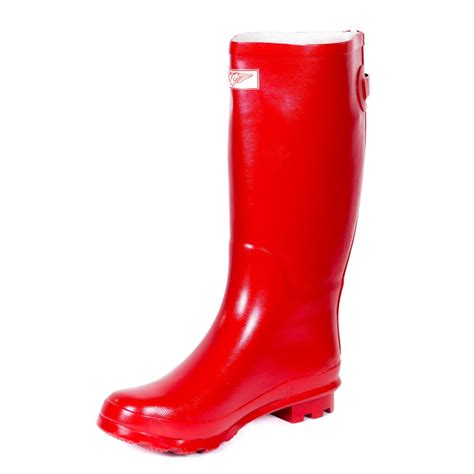 Forever Young Women Red Rubber Rain Boots W Classic Zipper Design