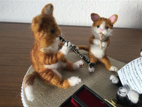 Cats Cat Musicians Felted Cats Playing Musical Instruments Etsy