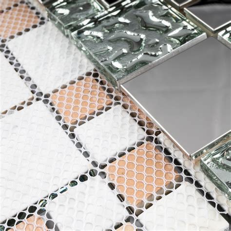 Tbssg 01 Modern Cobble Stainless Steel With Silver Glass Mosaic Tile