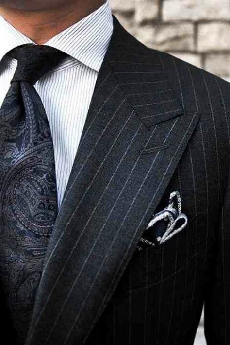 Black Pinstripe Gentleman Style Well Dressed Men Mens Outfits
