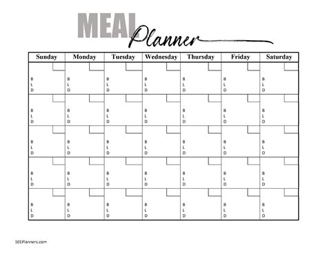 Detail Printable Monthly Meal Planner Template Koleksi Nomer 10