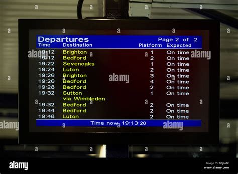 The Departures Board At Harpenden Train Station Showing No Delays