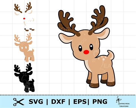 Cute Rudolph The Red Nose Reindeer Svg Png Dxf Eps Cricut Etsy