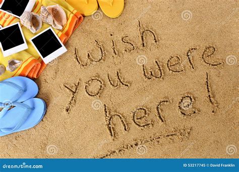 Wish You Were Here Summer Post Card Message Stock Image Image Of Word