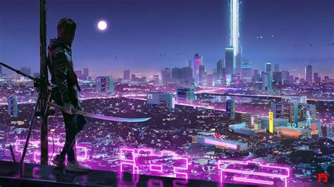 88 girl, anime girls, cyberpunk, futuristic, sexy anime, space. Cyber Sword 1920 x 1080 in 2020 | Desktop wallpaper art ...
