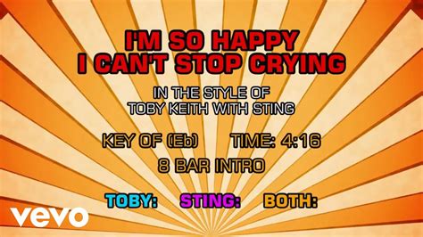 Toby Keith And Sting I M So Happy I Can T Stop Crying Karaoke Youtube