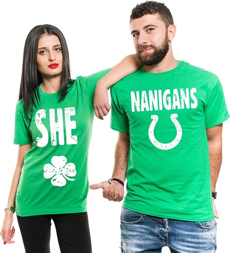St Patricks Day Couple Matching Green Unisex Shirts She