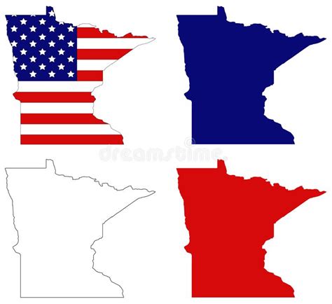 Minnesota Map With Usa Flag State In The Midwestern And Northern