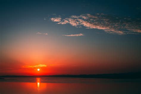 Wallpaper Sunset Red Sun Horizon Nature Landscapes Free Pictures