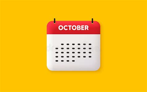 October Month Icon Event Schedule Oct Date Calendar Date 3d Icon