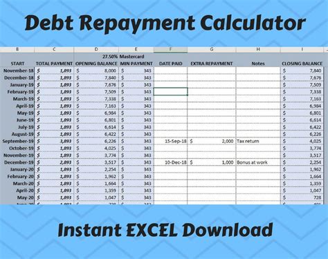 Debt Payoff Excel Spreadsheet Debt Payoff Tracker Digital Etsy Uk