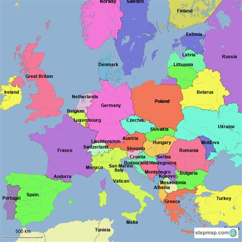 Stepmap Europe Countries Landkarte Für Europe
