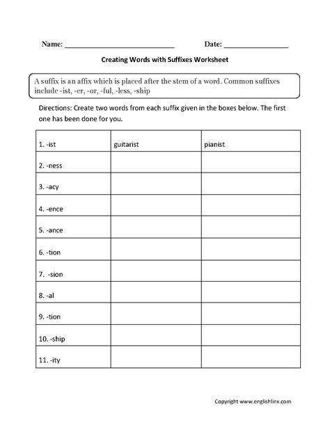 Prefixes Roots And Suffixes Worksheet