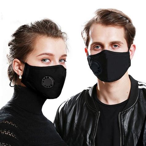 Pack Black Protective Anti Dust Face Mask Breathing Valve Etsy Mask Activated Carbon